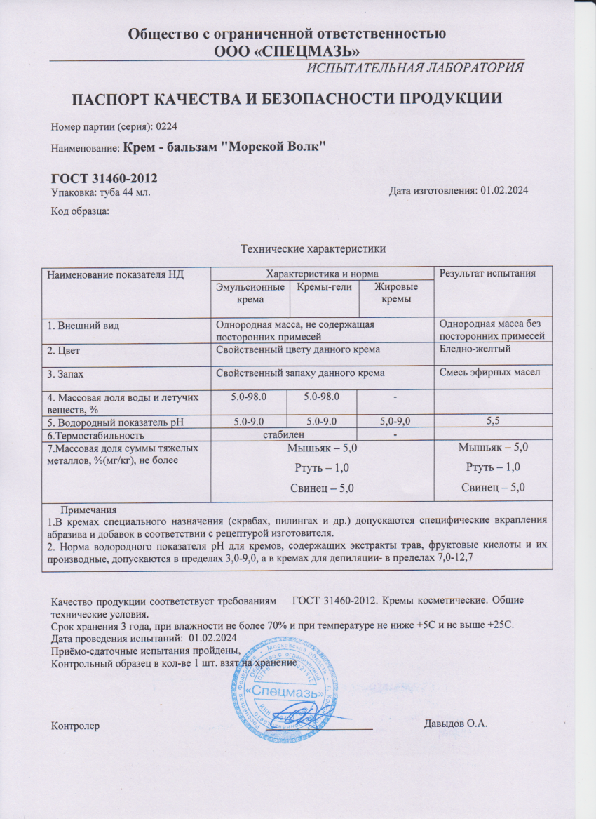 Паспорт №022024